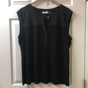 Calvin Klein Stretchy Black Sleeveless Blouse with Clasp | Women’s Size L